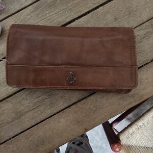 Brown Leather Anchor Clutch